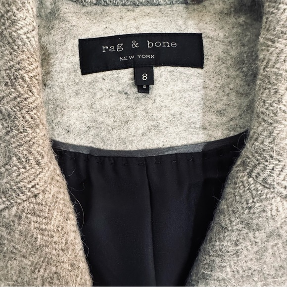 RAG & BONE wool herringbone coat / grey / size 8 - Picture 11 of 15